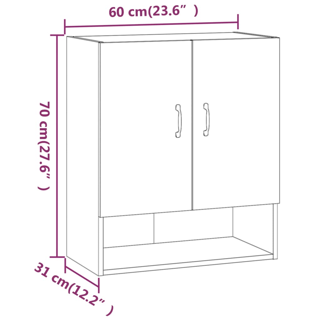 Wandkast 60X31X70 Cm Bewerkt Hout Sonoma Eikenkleurig