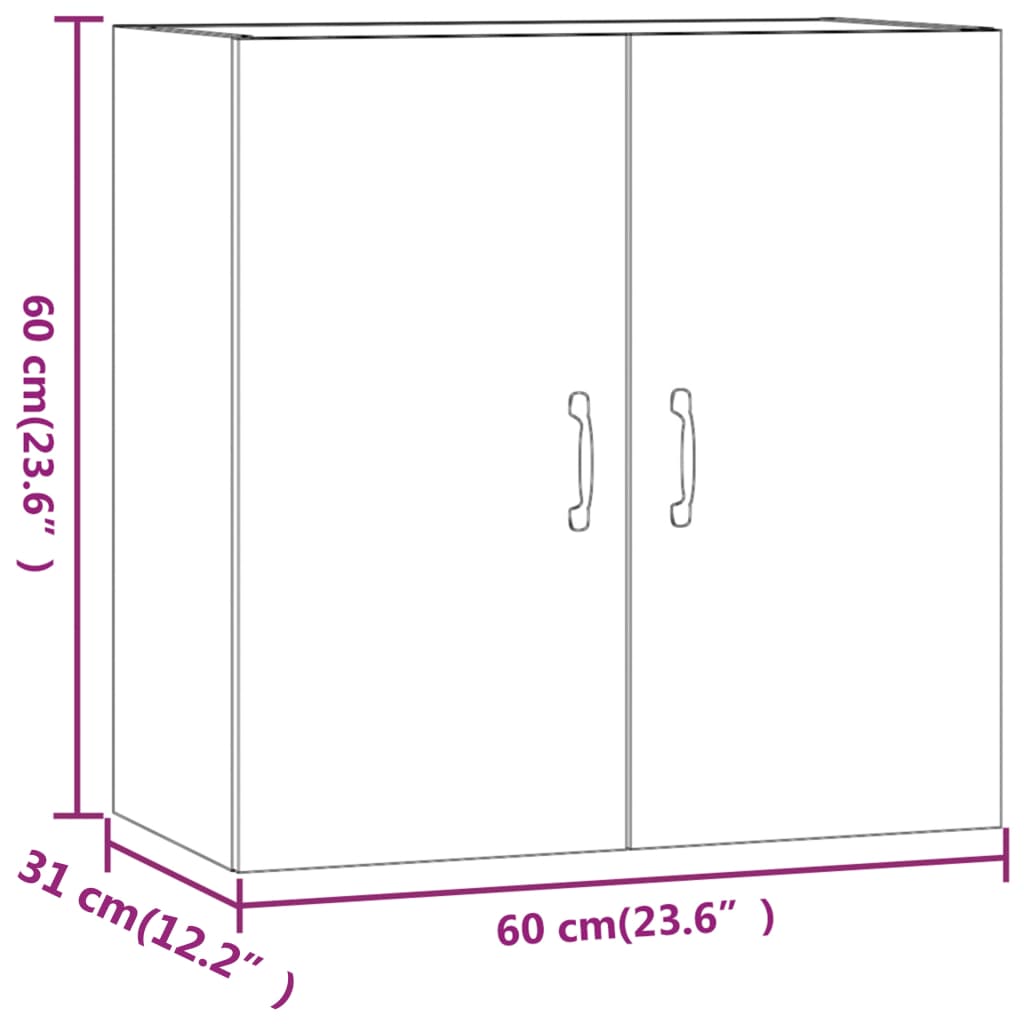 Wandkast 60X31X60 Cm Bewerkt Hout Wit
