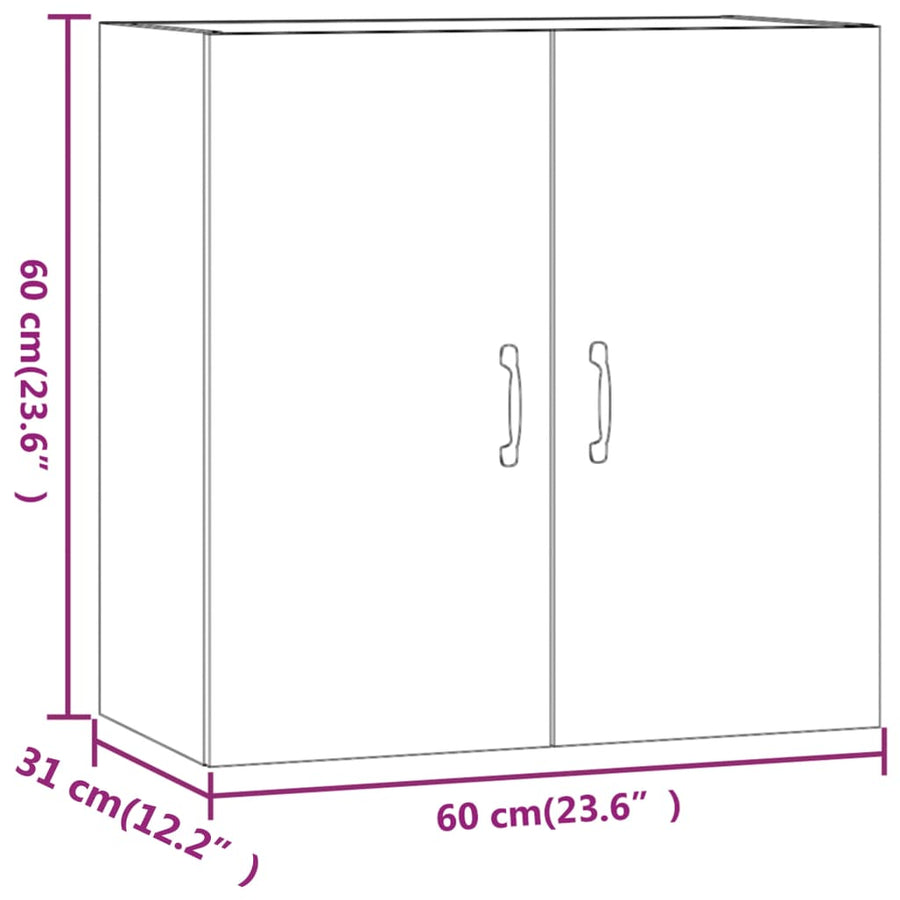 Wandkast 60X31X60 Cm Bewerkt Hout Wit