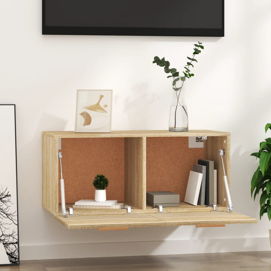 Wandkast 80X35X36,5 Cm Bewerkt Hout Kleurig Sonoma eiken