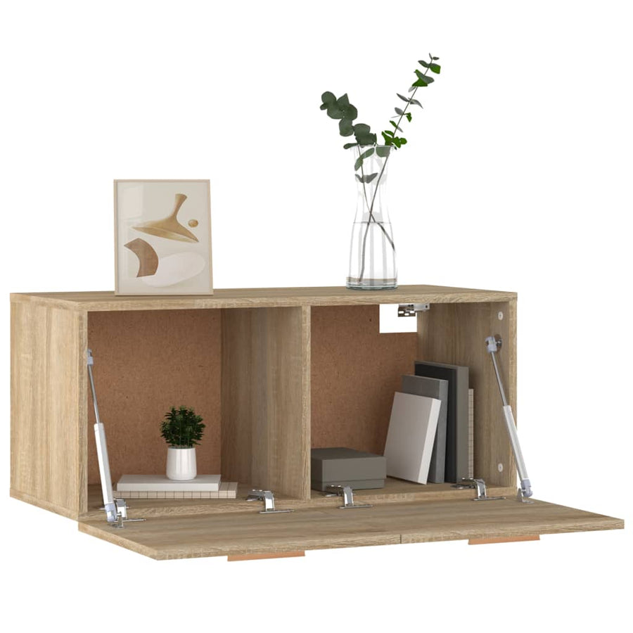 Wandkast 80X35X36,5 Cm Bewerkt Hout Kleurig Sonoma eiken