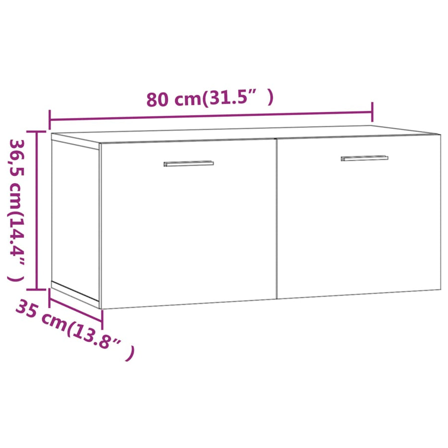 Wandkast 80X35X36,5 Cm Bewerkt Hout Kleurig Sonoma eiken