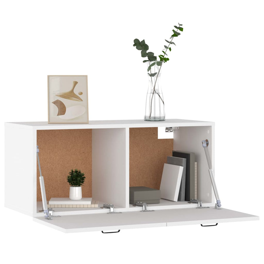 Wandkast 80X36,5X35 Cm Bewerkt Hout Wit