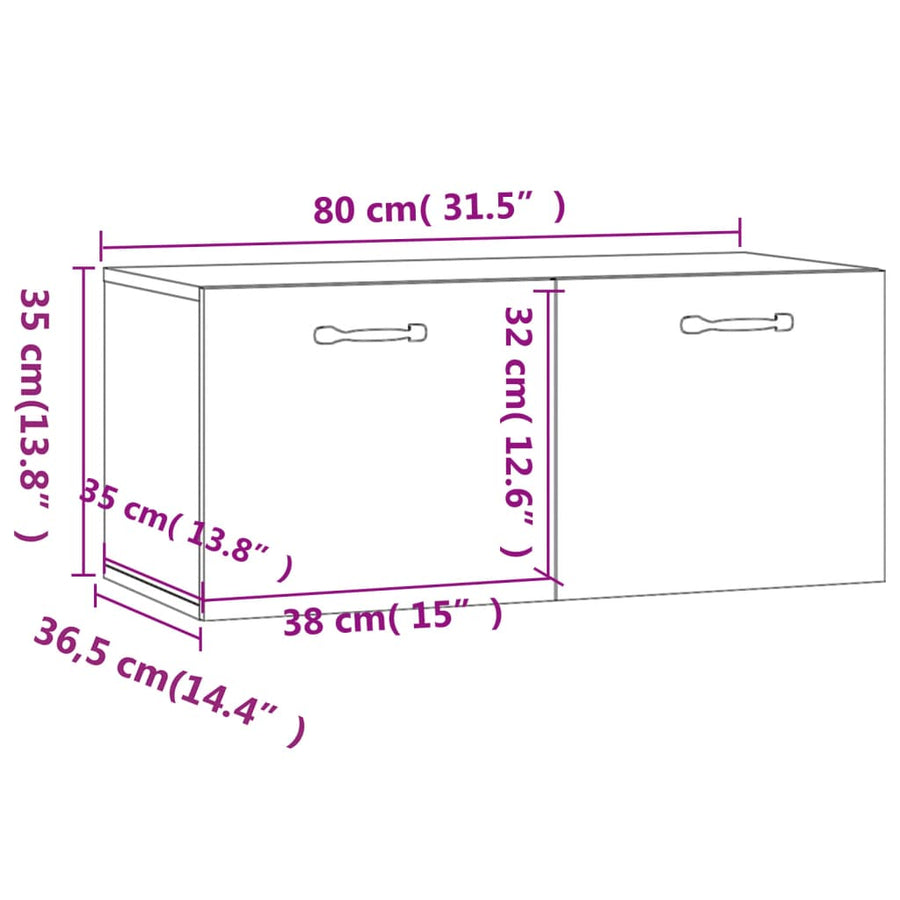 Wandkast 80X36,5X35 Cm Bewerkt Hout Wit