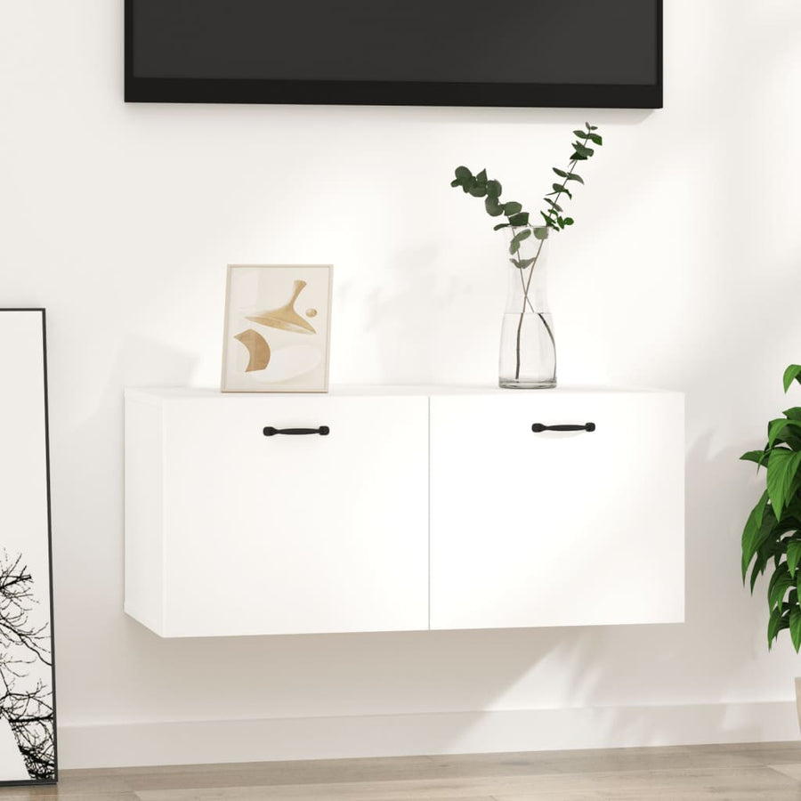 Wandkast 80X36,5X35 Cm Bewerkt Hout Wit