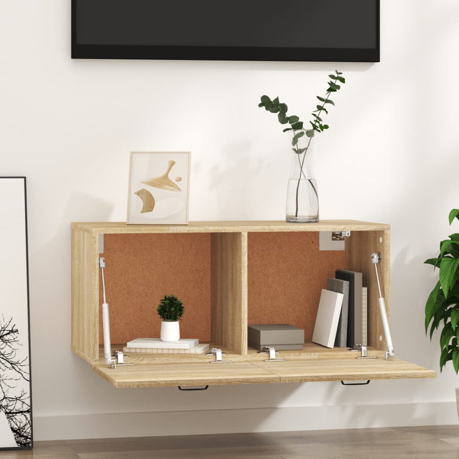 Wandkast 80X36,5X35 Cm Bewerkt Hout Kleurig Sonoma eiken