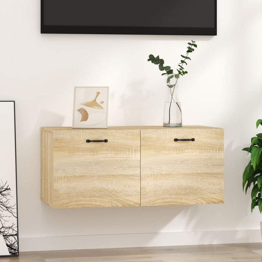 Wandkast 80X36,5X35 Cm Bewerkt Hout Kleurig Sonoma eiken