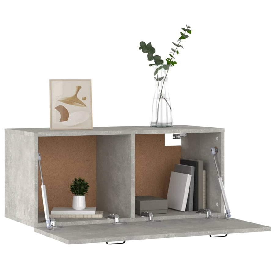 Wandkast 80X35X36,5 Cm Bewerkt Hout Betongrijs