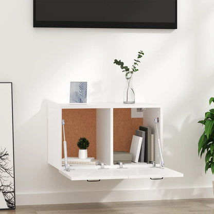 Wandkast 80X35X36,5 Cm Bewerkt Hout Hoogglans Wit