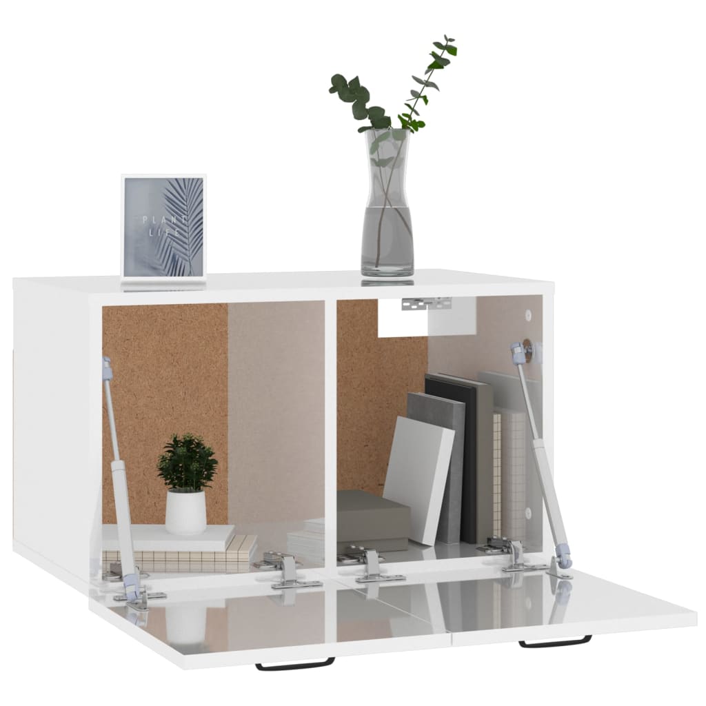 Wandkast 80X35X36,5 Cm Bewerkt Hout Hoogglans Wit