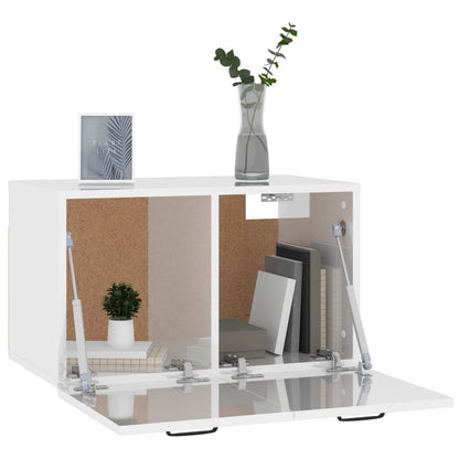 Wandkast 80X35X36,5 Cm Bewerkt Hout Hoogglans Wit