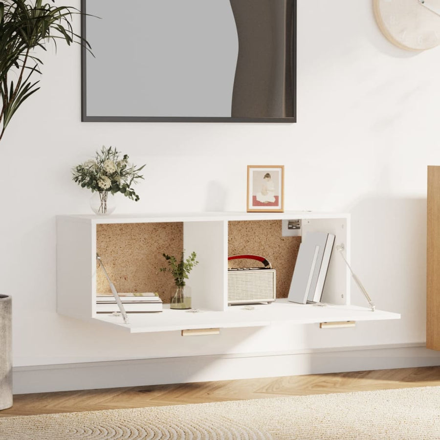 Wandkast 100X36,5X35 Cm Bewerkt Hout Wit