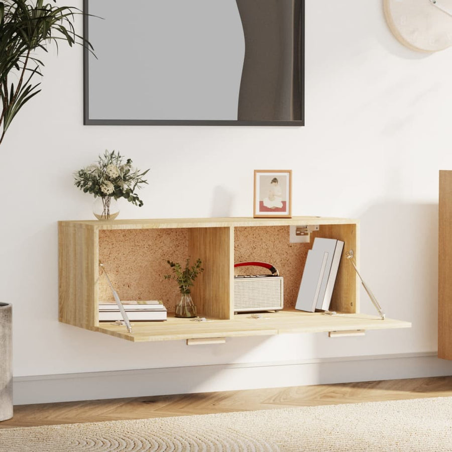 Wandkast 100X36,5X35 Cm Bewerkt Hout Kleurig Sonoma eiken