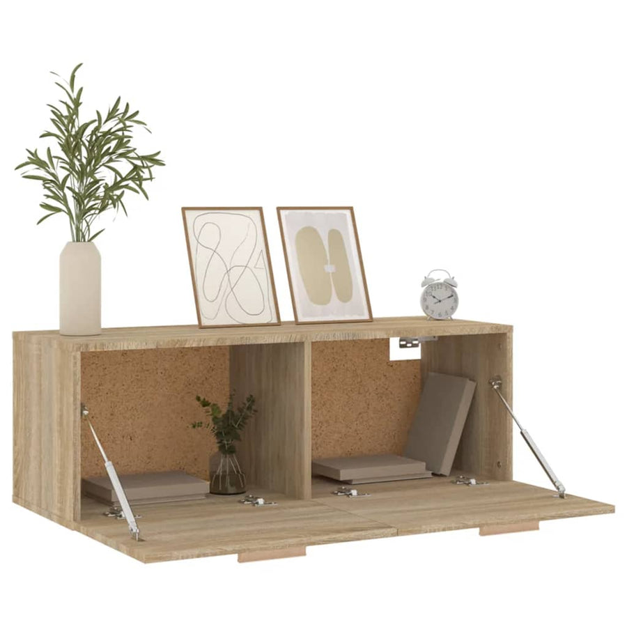 Wandkast 100X36,5X35 Cm Bewerkt Hout Kleurig Sonoma eiken
