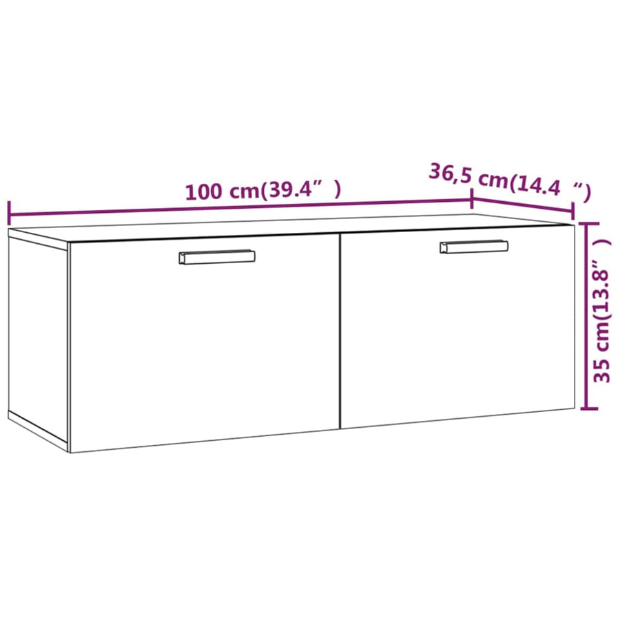 Wandkast 100X36,5X35 Cm Bewerkt Hout Kleurig Sonoma eiken