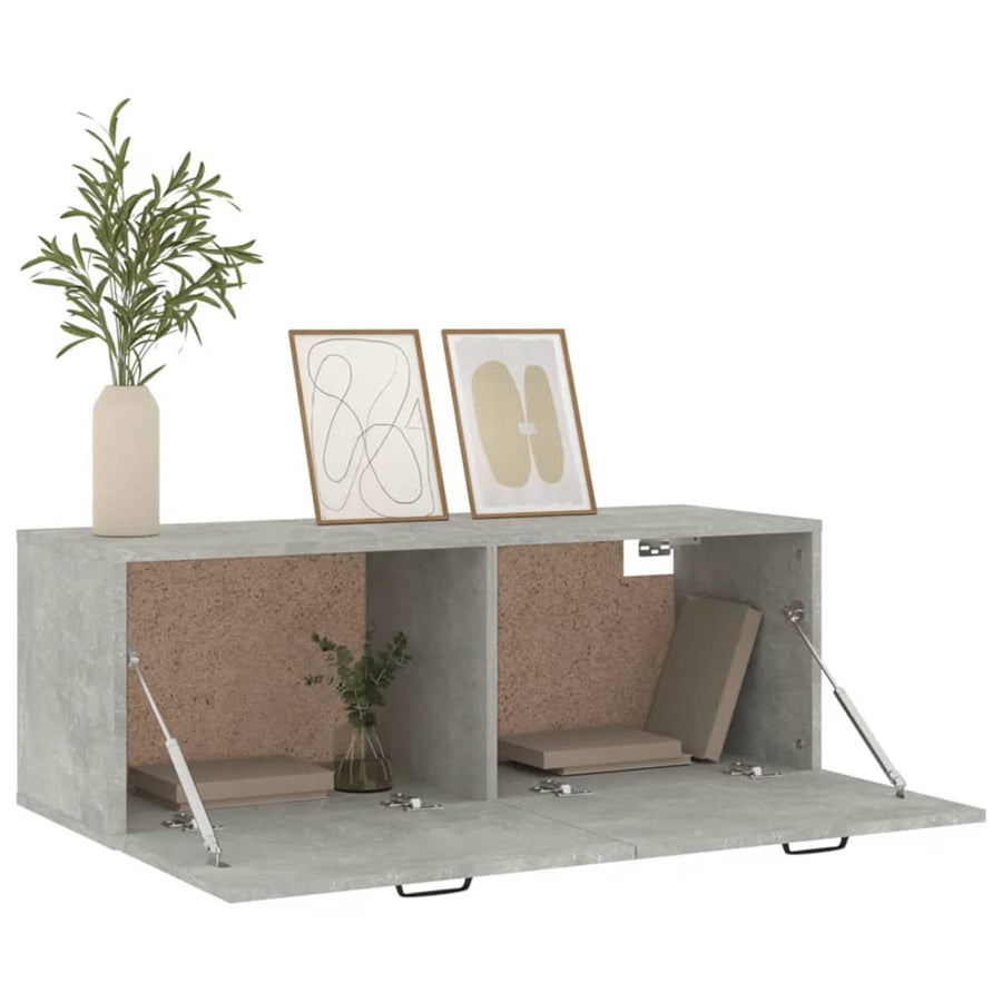 Wandkast 100X36,5X35 Cm Bewerkt Hout Betongrijs