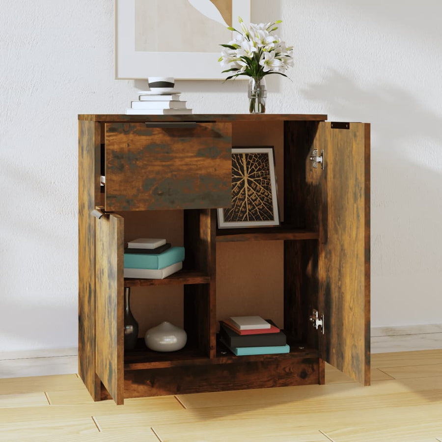 Dressoir 60X30X70 Cm Bewerkt Hout Kleurig Gerookt eiken