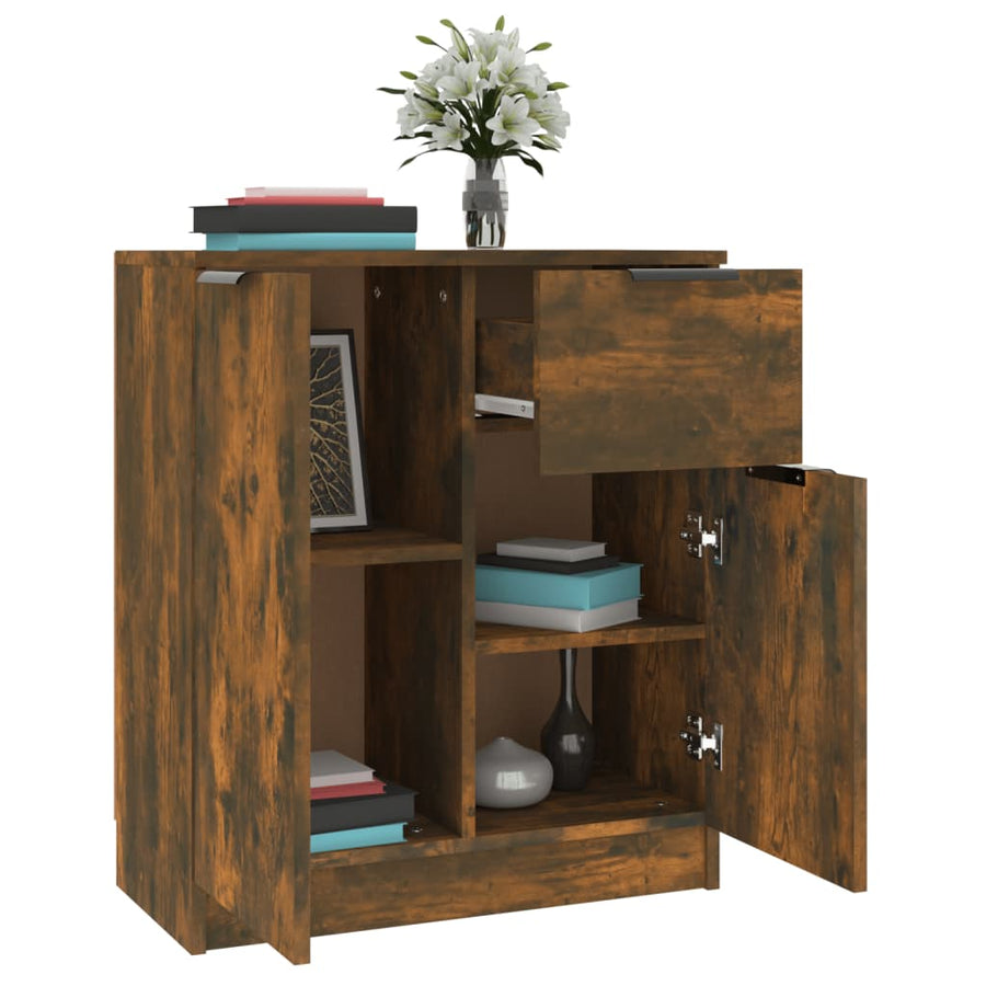 Dressoir 60X30X70 Cm Bewerkt Hout Kleurig Gerookt eiken