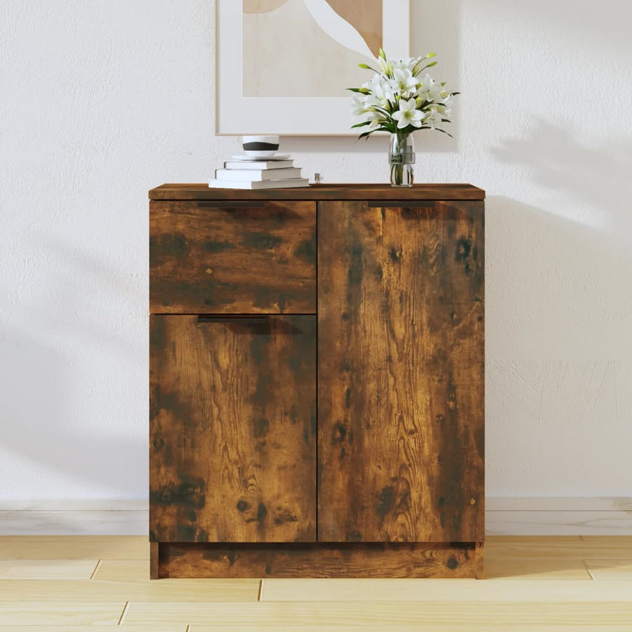 Dressoir 60X30X70 Cm Bewerkt Hout Kleurig Gerookt eiken