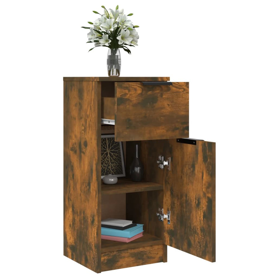 Dressoir 30X30X70 Cm Bewerkt Hout Kleurig 1 Gerookt eiken
