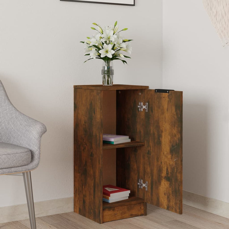 Dressoir 30X30X70 Cm Bewerkt Hout Gerookt Eikenkleurig