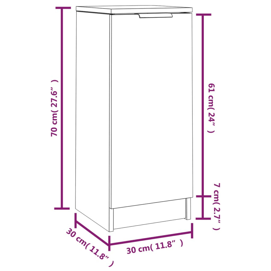 Dressoir 30X30X70 Cm Bewerkt Hout Gerookt Eikenkleurig