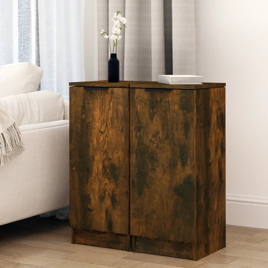 Dressoirs 2 St 30X30X70 Cm Bewerkt Hout Gerookt Eikenkleurig