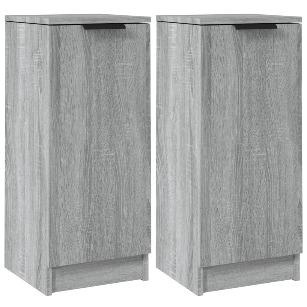 Dressoirs 2 st 30x30x70 cm bewerkt hout grijs sonoma eikenkleur