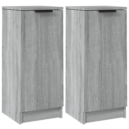 Dressoirs 2 st 30x30x70 cm bewerkt hout grijs sonoma eikenkleur