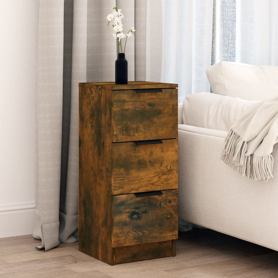 Dressoir 30X30X70 Cm Bewerkt Hout Gerookt Eikenkleurig