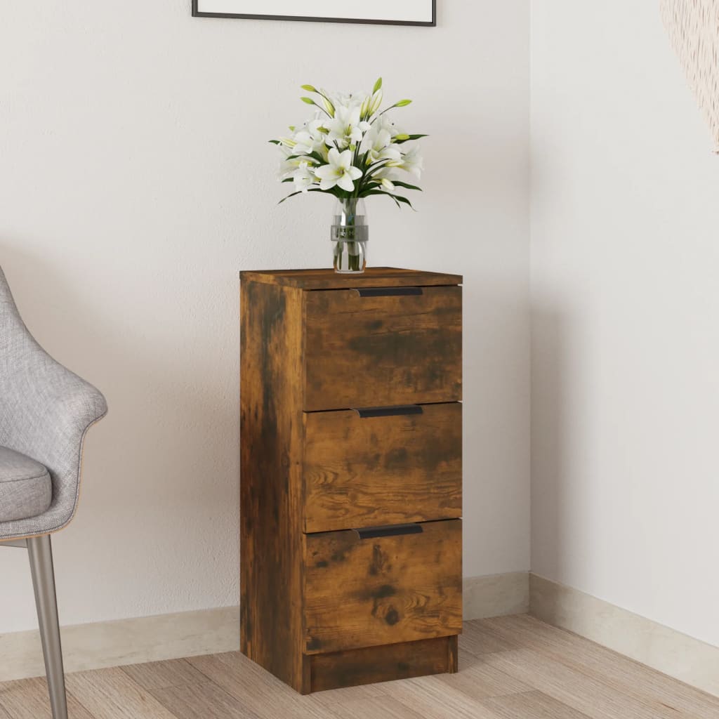 Dressoir 30X30X70 Cm Bewerkt Hout Gerookt Eikenkleurig