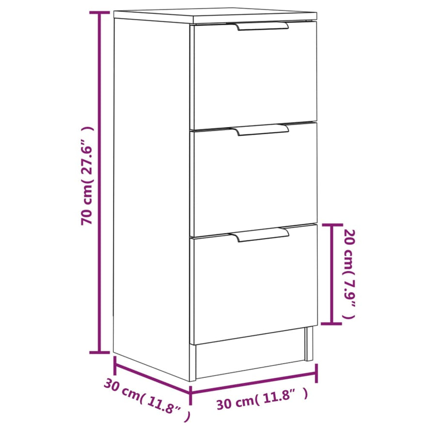 Dressoirs 30X30X70 Cm Bewerkt Hout Kleurig 2 Gerookt eiken