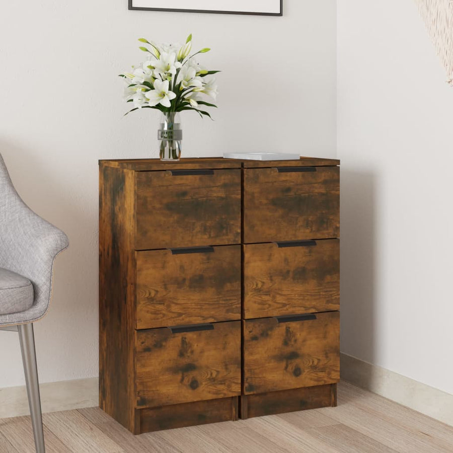 Dressoirs 30X30X70 Cm Bewerkt Hout Kleurig 2 Gerookt eiken
