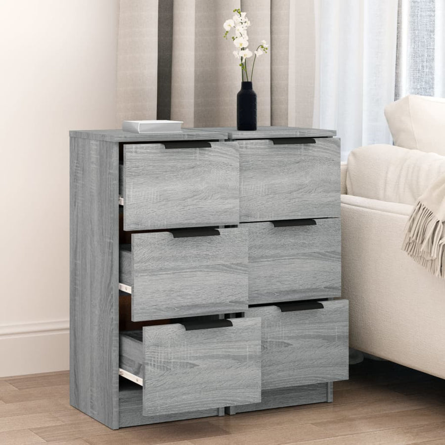 Dressoirs 2 St 30X30X70 Cm Bewerkt Hout Grijs Sonoma Eikenkleur