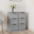 Dressoirs 2 st 30x30x70 cm grijs bewerkt hout