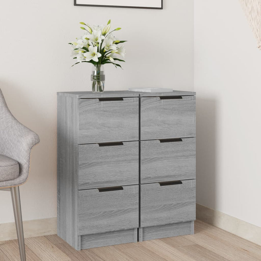 Dressoirs 2 St 30X30X70 Cm Bewerkt Hout Grijs Sonoma Eikenkleur