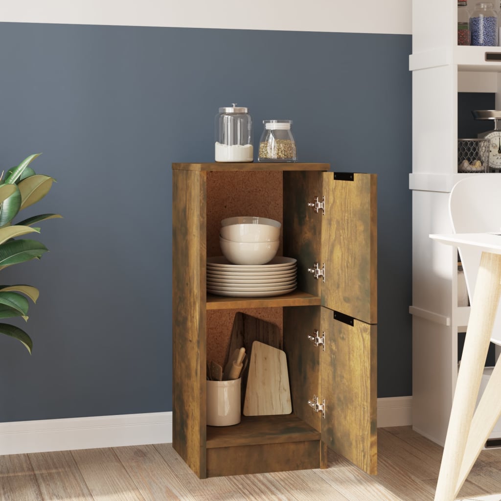 Dressoir 30X30X70 Cm Bewerkt Hout Gerookt Eikenkleurig