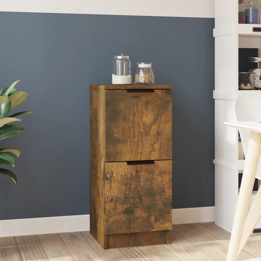 Dressoir 30X30X70 Cm Bewerkt Hout Gerookt Eikenkleurig
