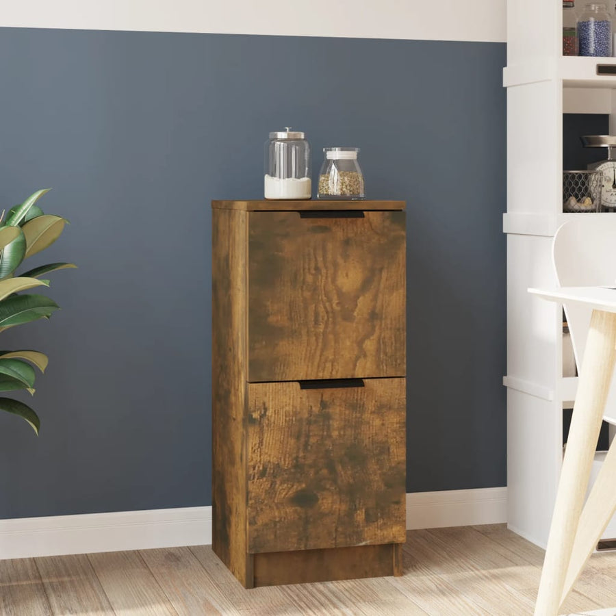 Dressoir 30X30X70 Cm Bewerkt Hout Gerookt Eikenkleurig
