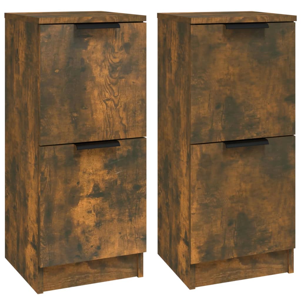 Dressoirs 2 St 30X30X70 Cm Bewerkt Hout Gerookt Eikenkleurig