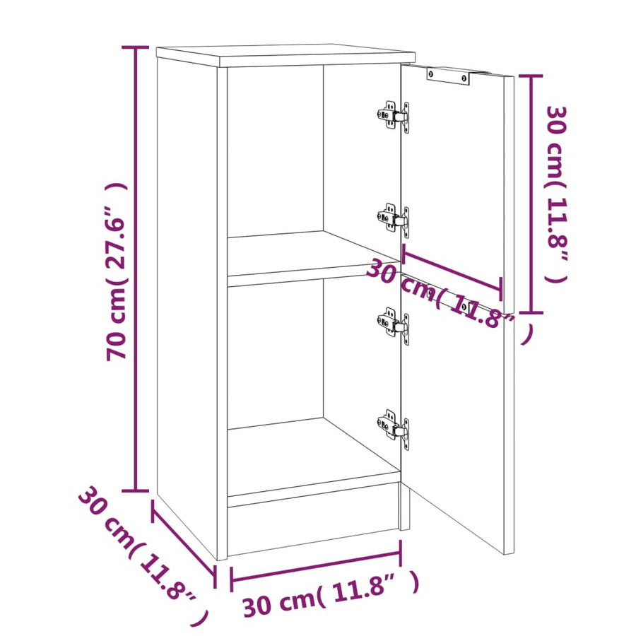 Dressoir 30X30X70 Cm Bewerkt Hout Grijs Sonoma Eikenkleurig