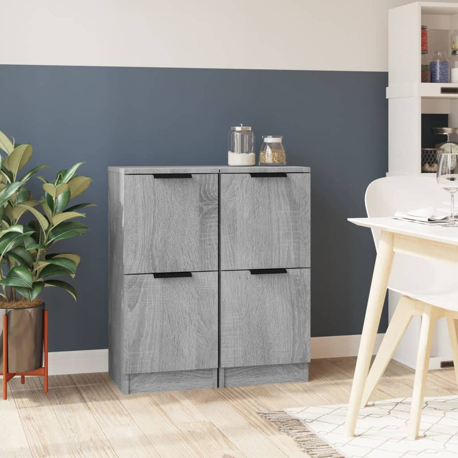 Dressoirs 2 St 30X30X70 Cm Bewerkt Hout Grijs Sonoma Eikenkleur