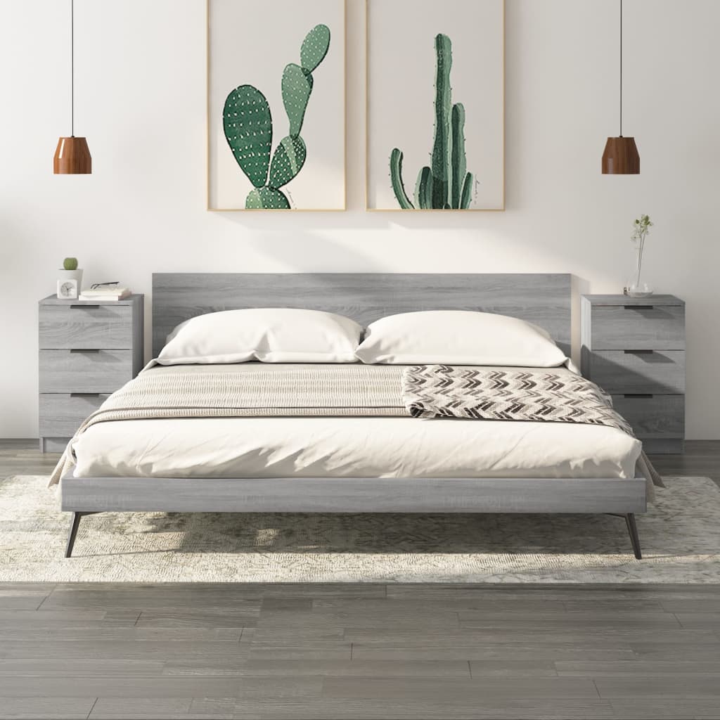 Nachtkastjes 2 St 40X36X65 Cm Grijs Sonoma Eikenkleurig