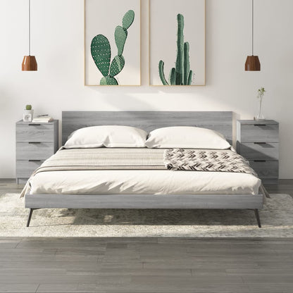 Nachtkastjes 2 St 40X36X65 Cm Grijs Sonoma Eikenkleurig