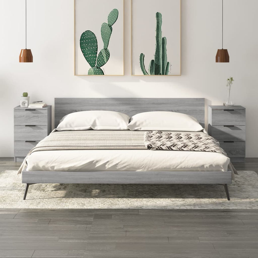 Nachtkastjes 2 St 40X36X65 Cm Grijs Sonoma Eikenkleurig