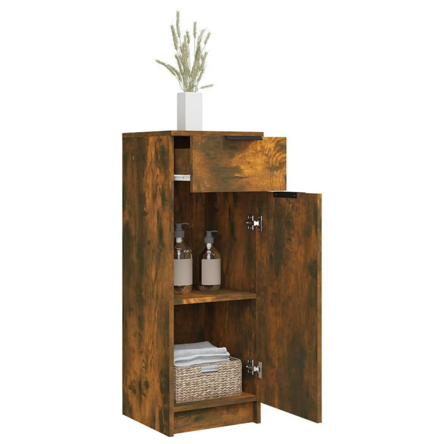 Badkamerkast 32X34X90 Cm Bewerkt Hout Gerookt Eikenkleurig