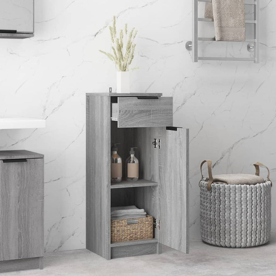 Badkamerkast 32X34X90 Cm Bewerkt Hout Grijs Sonoma Eikenkleurig