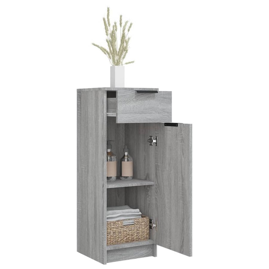 Badkamerkast 32X34X90 Cm Bewerkt Hout Grijs Sonoma Eikenkleurig