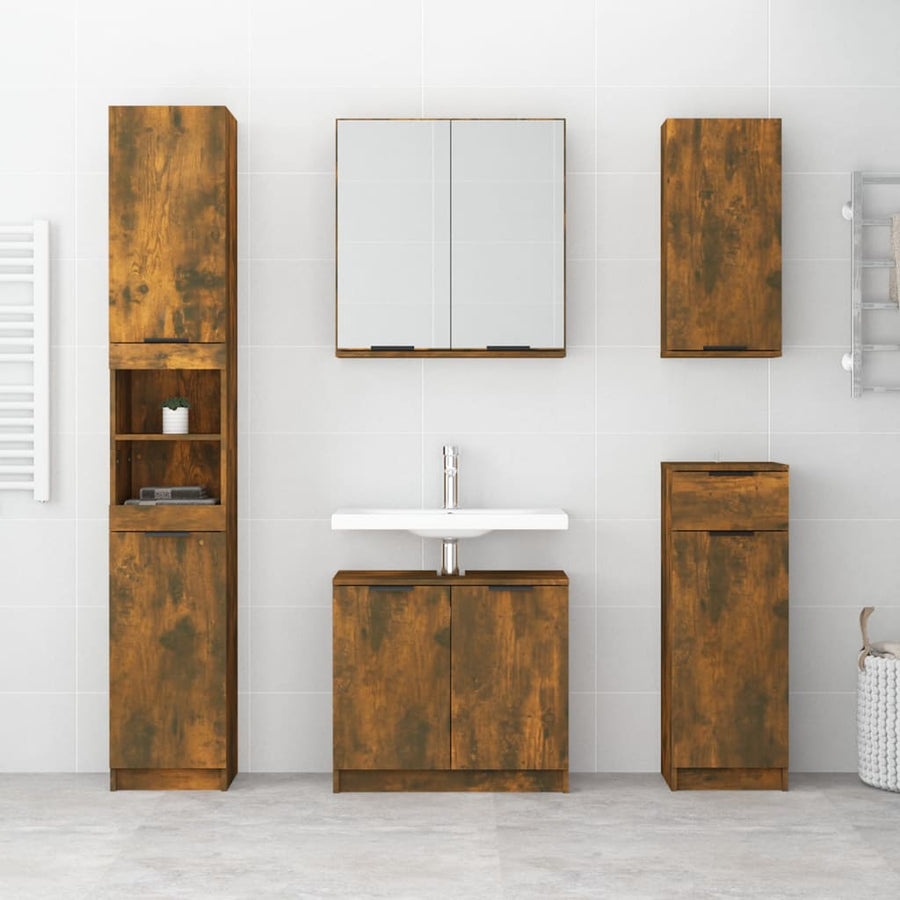 Badkamerkast Wandgemonteerd 32X20X67 Cm Gerookt Eiken