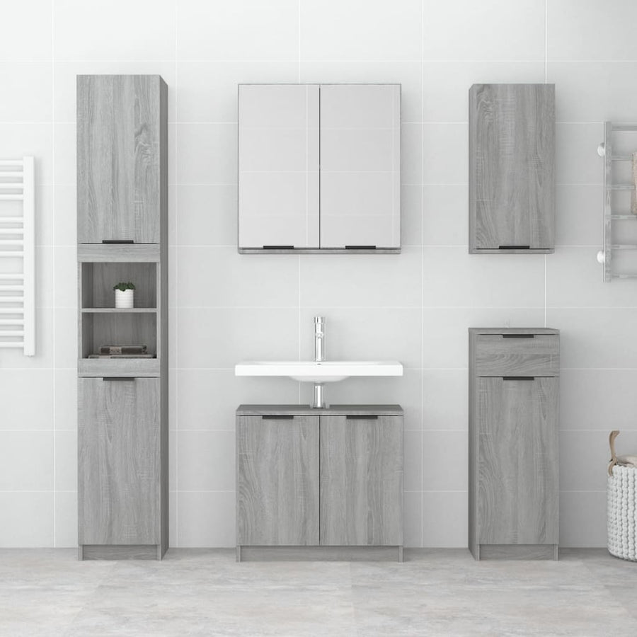 Badkamerkast Wandgemonteerd 32X20X67 Cm Grijs Sonoma Eikenkleur
